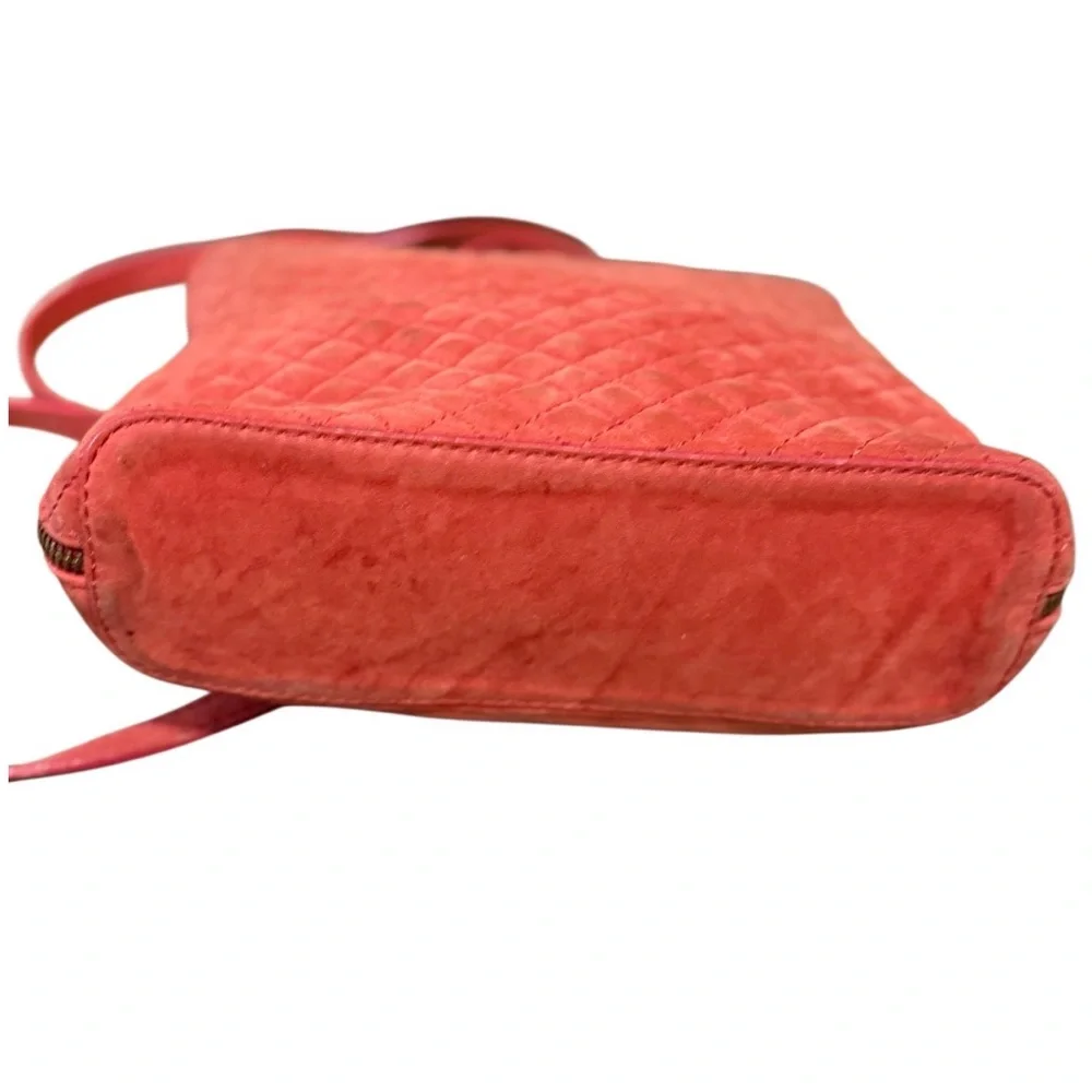 Vintage I Medici Firenze Quilted Leather Backpack Crossbody Bag Coral Red